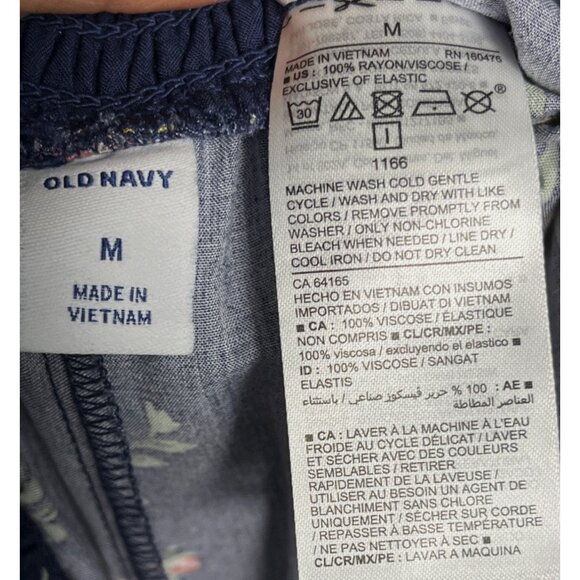 Old Navy Jumpsuit Navy Blue Floral Rayon Relaxed Fit Pockets Boho Womens M - Picture 7 of 7